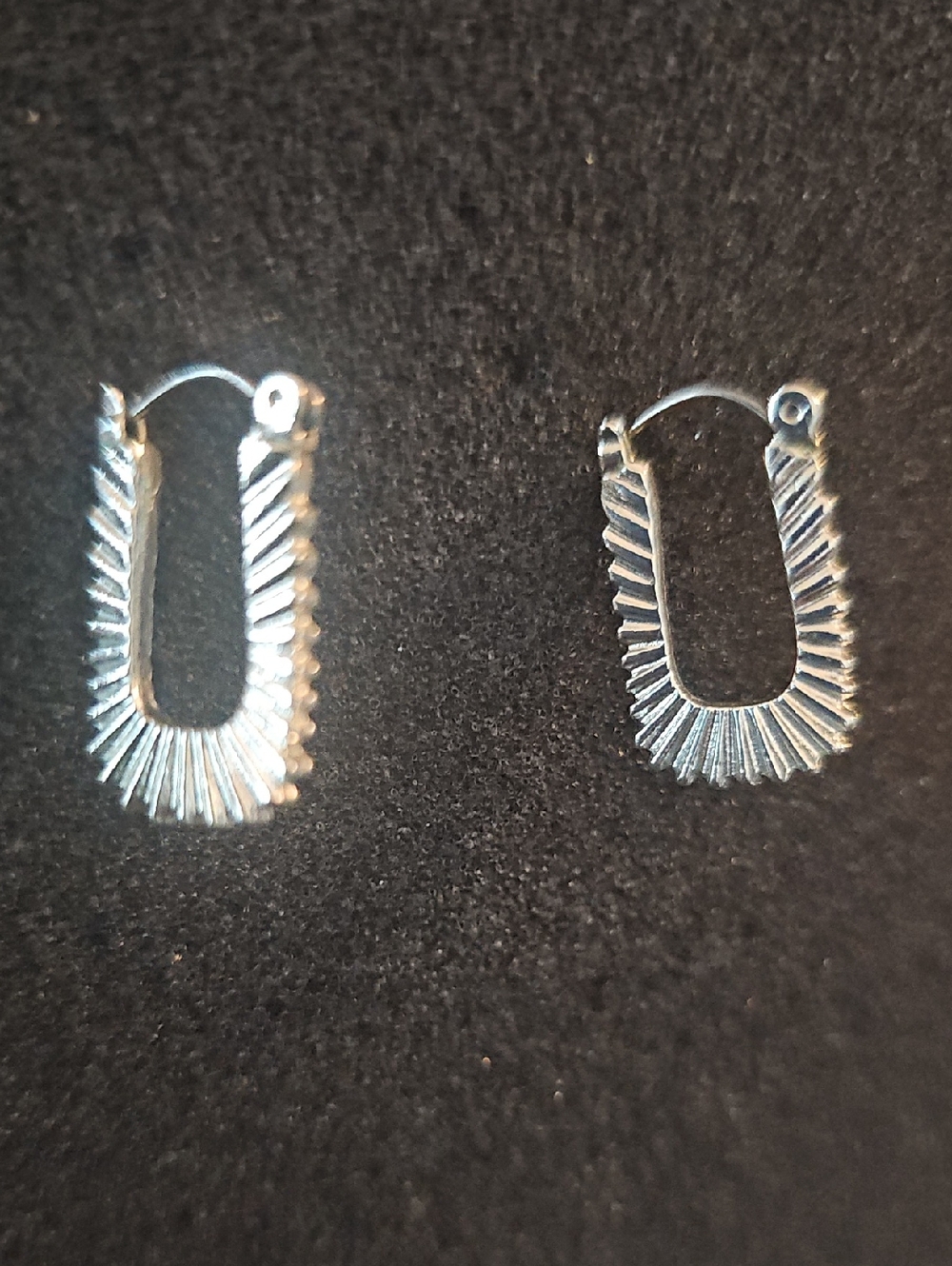 Silver Tone Textured Hoop Earrings - Silver